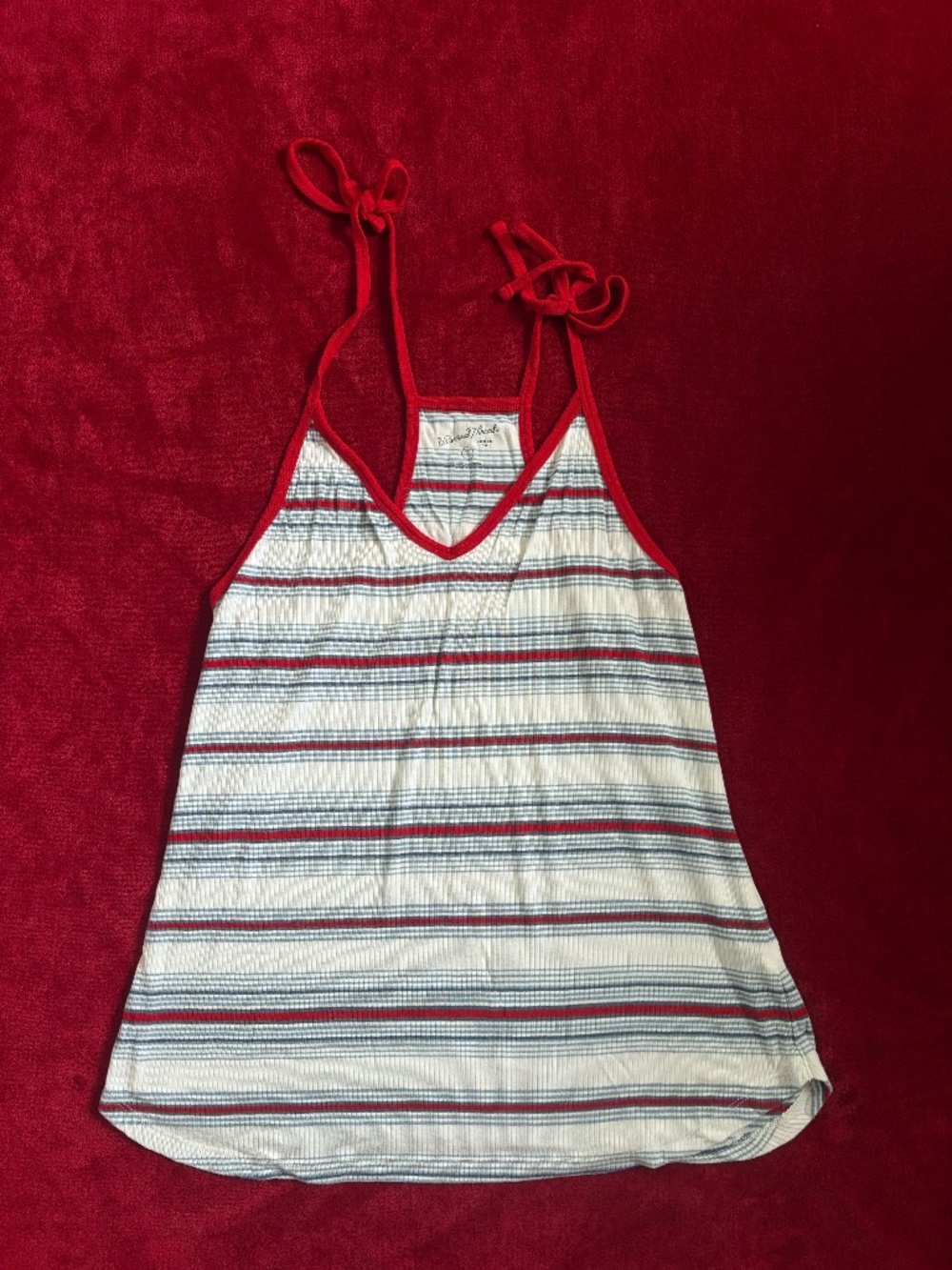 Universal Thread Striped Tie Shoulder Camisole Tank Top Red White Blue: Size Lar
